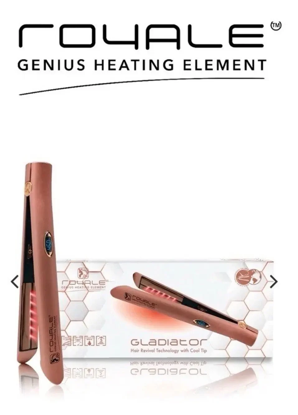 Royale Gladiator Professional Hair Straightener Cool Tip Rose Gold NIB Sealed